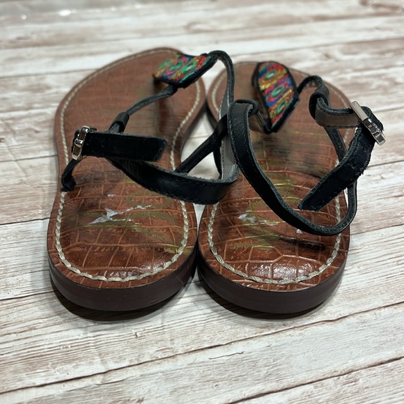 Sam Edelman GiGi Toe Thong Sandals  Embroidered Tribal Pattern Size 6-1/2 - Picture 2 of 8